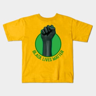 black lives matter green fist Kids T-Shirt